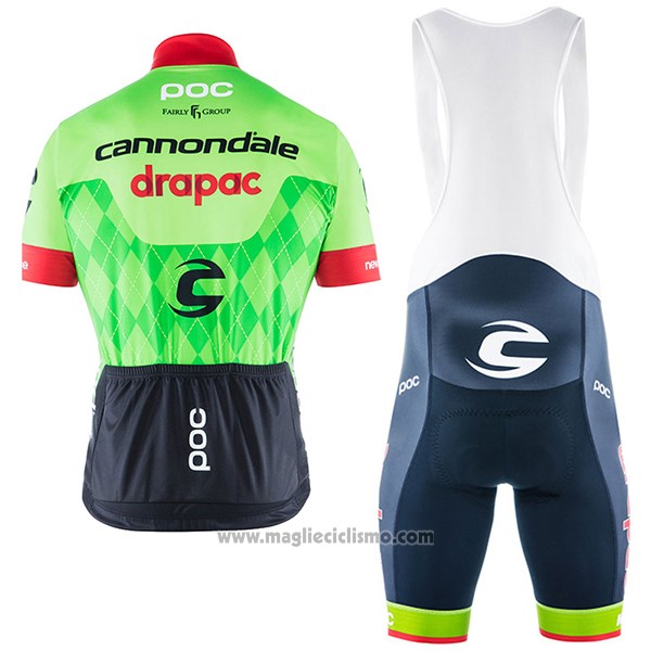 2017 Abbigliamento Ciclismo Cannondale Drapac Verde Manica Corta e Salopette